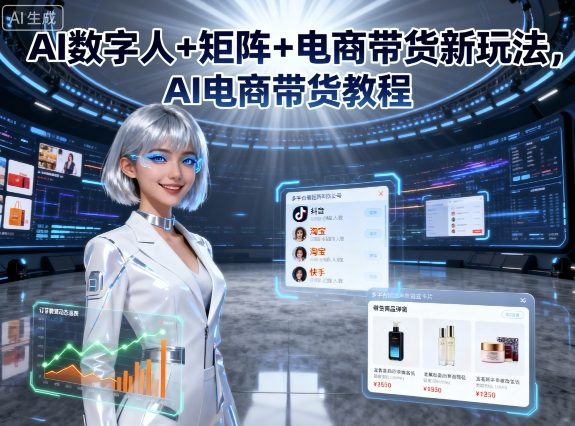 AI数字人+矩阵+电商带货新玩法，AI电商带货教程-情久项目网