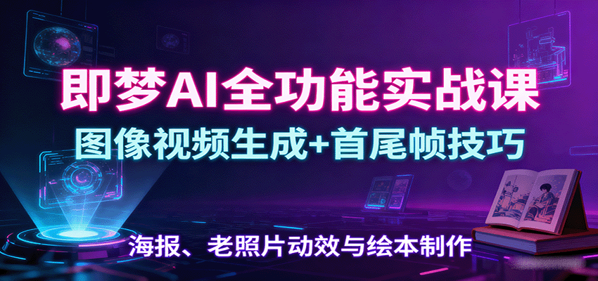 即梦AI全功能实战课：图像视频生成+首尾帧技巧，海报、老照片动效与绘本制作-情久项目网