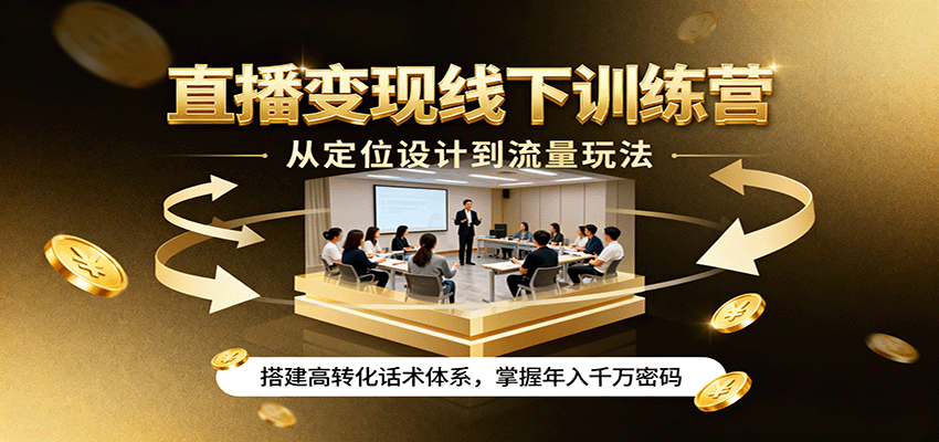 直播变现线下训练营，从定位设计到流量玩法，搭建高转化话术体系，掌握年入千万密码-情久项目网