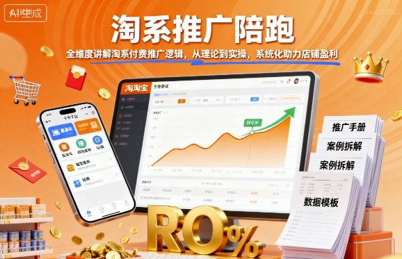淘系推广陪跑，全维度讲解淘系付费推广逻辑，从理论到实操，系统化助力店铺盈利-情久项目网