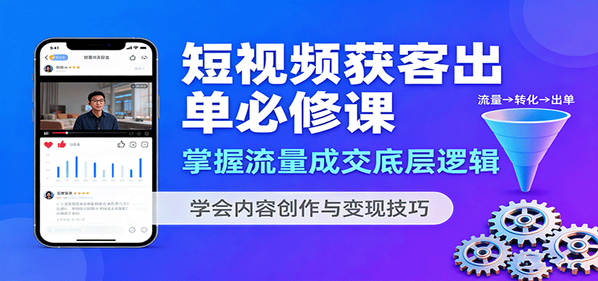 短视频获客出单必修课：掌握流量成交底层逻辑，学会内容创作与变现技巧-情久项目网