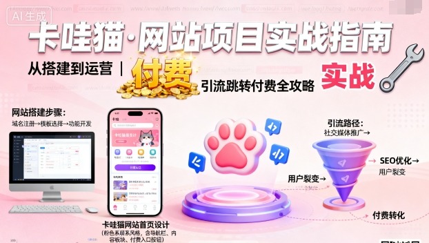 卡哇猫·网站项目，网站搭建与运营以及引流跳转付费-情久项目网