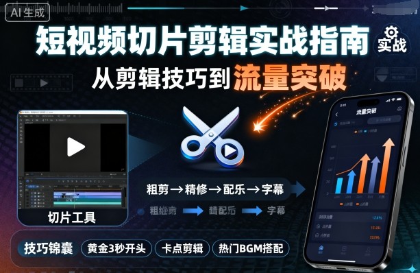 短视频切片剪辑实战指南，从剪辑技巧到流量突破-情久项目网