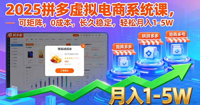 2025拼多多虚拟电商系统课，可矩阵，0成本，长久稳定，轻松月入1-5W-情久项目网