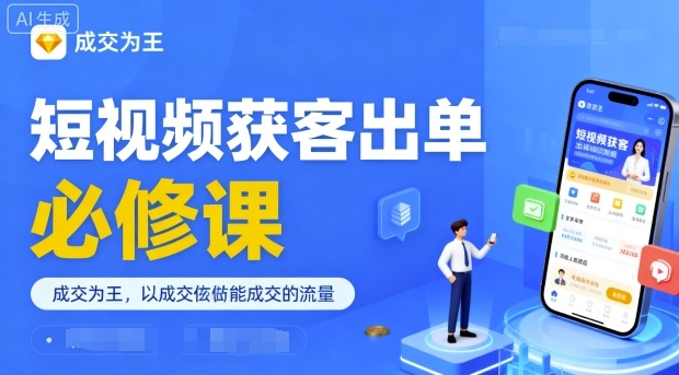 短视频获客出单必修课，成交为王，以成交为导向，直接做能成交的流量-情久项目网
