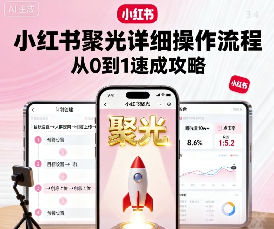 小红书聚光详细操作流程，小红书聚光从0到1速成攻略-情久项目网