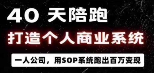 40天陪跑打造个人商业系统，一人公司，用SOP系统跑出百W变现-情久项目网