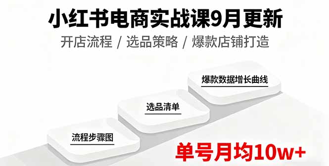小红书电商实战课9月更新，开店流程/选品策略/爆款店铺打造，单号月均10w+-情久项目网