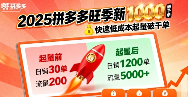 2025拼多多旺季新老店铺——快速低成本起量破千单-情久项目网