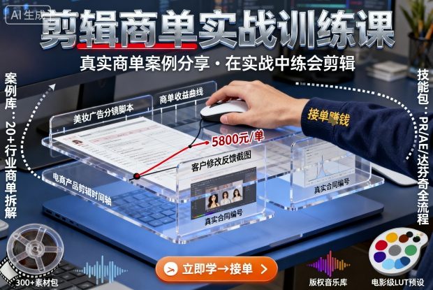 剪辑商单实战训练课，真实商单案例分享，在实战中练会剪辑-情久项目网