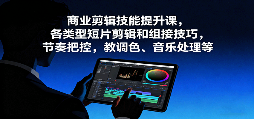 商业剪辑技能提升课，各类型短片剪辑和组接技巧，节奏把控，教调色、音乐处理等-情久项目网