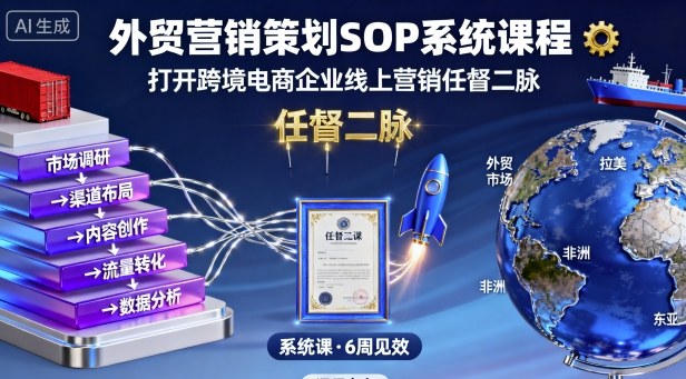 外贸营销策划SOP系统课程，打开跨境电商企业线上营销任督二脉-情久项目网