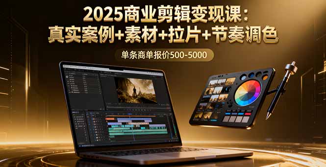 2025商业剪辑变现课：真实案例+素材+拉片+节奏调色，单条商单报价500-5000-情久项目网