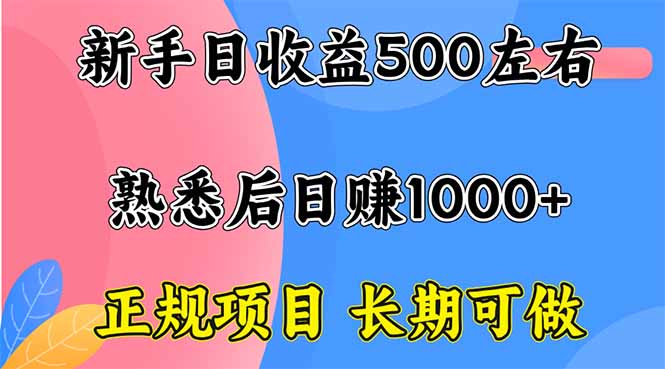 新手日收益500+ 正规项目 长期可做-情久项目网