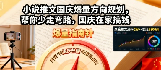 小说推文国庆爆量方向规划，帮你少走弯路，国庆在家搞钱-情久项目网