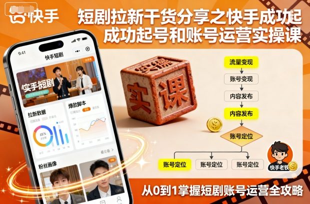 短剧拉新干货分享之快手成功起号和账号运营实操课-情久项目网