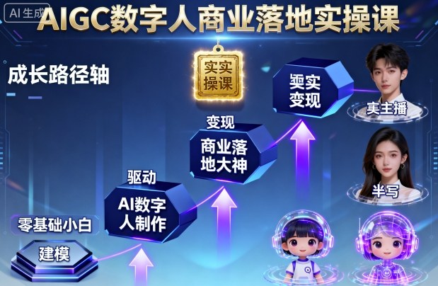 AIGC数字人商业落地实操课，从零基础小白到AI数字人大神-情久项目网