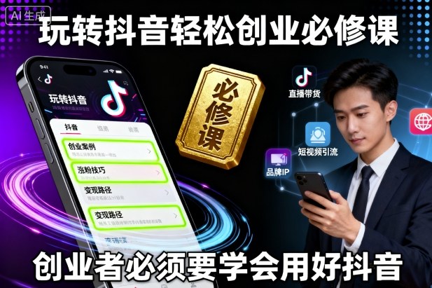 玩转抖音轻松创业必修课，创业者必须要学会用好抖音-情久项目网