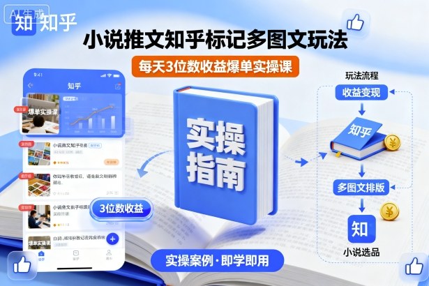 小说推文知乎标记多图文玩法，每天3位数收益爆单实操课-情久项目网