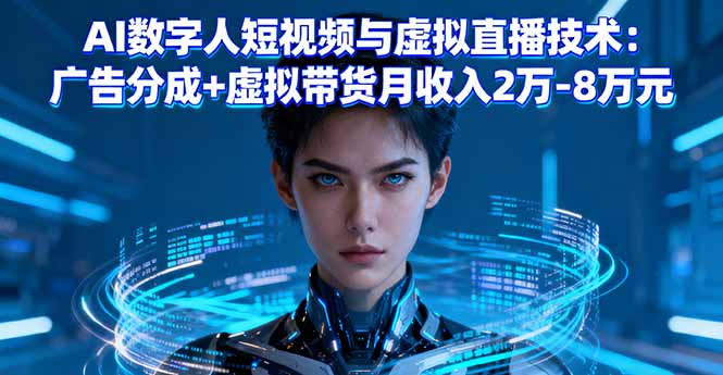 AI数字人短视频与虚拟直播技术：广告分成+虚拟带货月收入2万-8万元-情久项目网