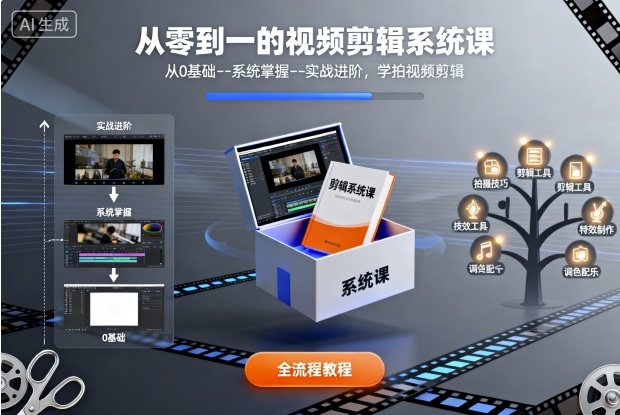 从零到一的视频剪辑系统课，从0基础--系统掌握--实战进阶，学拍视频剪辑-情久项目网
