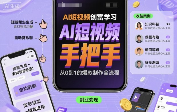 AI短视频创富学习，手把手教会你制作AI短视频-情久项目网