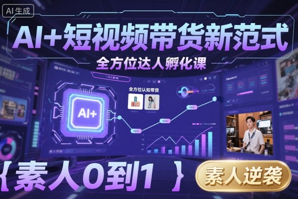 AI+短视频带货新范式全方位达人孵化课，素人也可以从0到1，全方位认知短视频带货-情久项目网