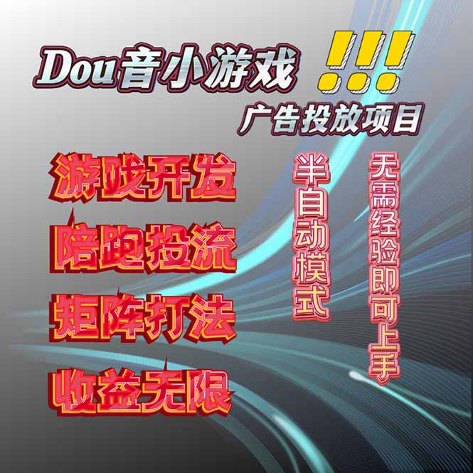 抖音小游戏广告推广项目，2025最新实测落地，单日收益300+-情久项目网
