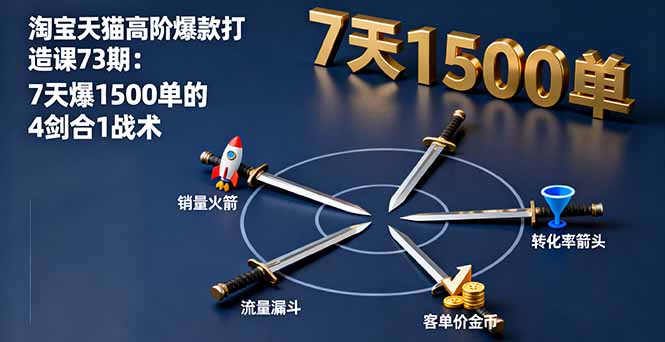 淘宝天猫高阶爆款打造课73期：7天爆1500单的4剑合1战术-情久项目网