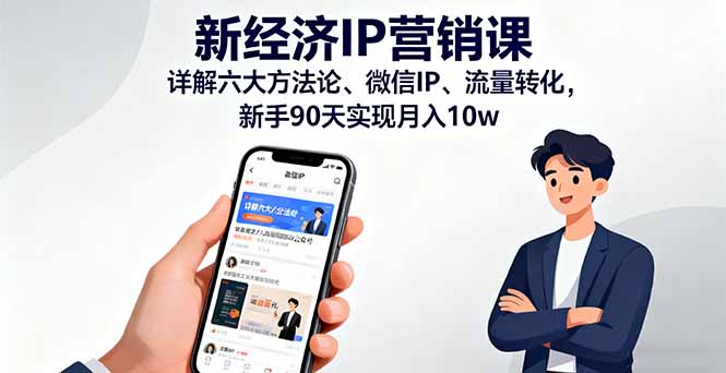 新经济IP营销课：详解六大方法论、微信IP、流量转化，新手90天实现月入10w-情久项目网