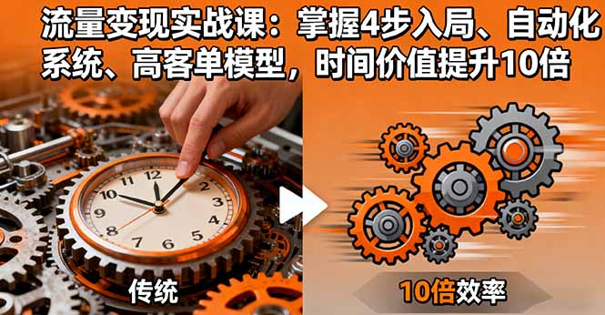流量变现实战课：掌握4步入局、自动化系统、高客单模型，时间价值提升10倍-情久项目网