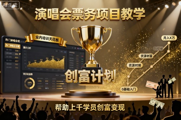 演唱会票务项目教学，业内培训天花板，帮助上千学员创富变现(更新)-情久项目网