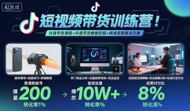 短视频带货训练营，抖音带货课程+抖音带货数据挖掘+精准获客解决方案-情久项目网