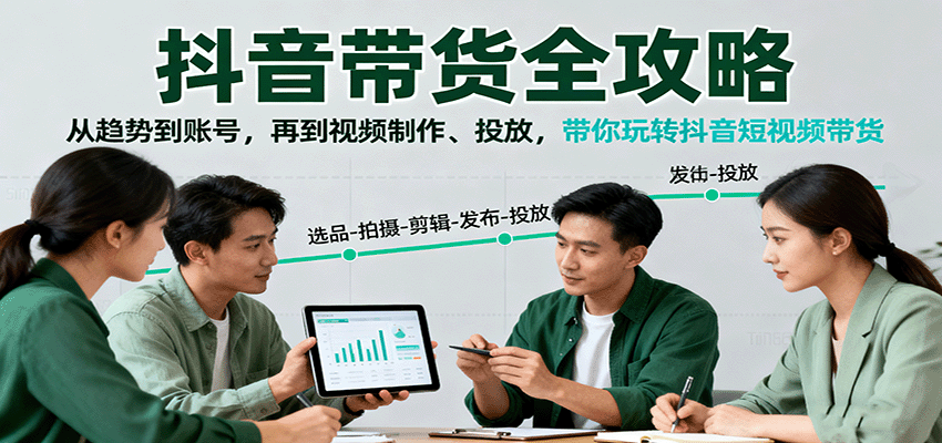 抖音带货全攻略：从趋势到账号，再到视频制作、投放，带你玩转抖音短视频带货-情久项目网