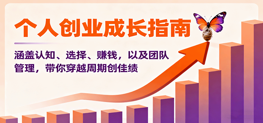 个人创业成长指南：涵盖认知、选择、赚钱，以及团队管理，带你穿越周期创佳绩-情久项目网