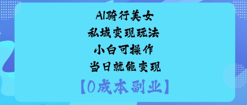 AI骑行美女私域变现玩法小白可操作当日就能变现-情久项目网