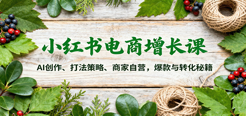 小红书电商增长课：AI创作、打法策略、商家自营，爆款与转化秘籍-情久项目网