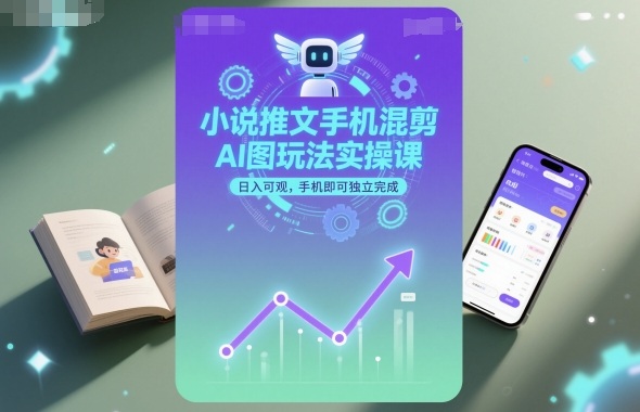 小说推文手机混剪AI图玩法实操课，日入可观，手机即可独立完成-情久项目网