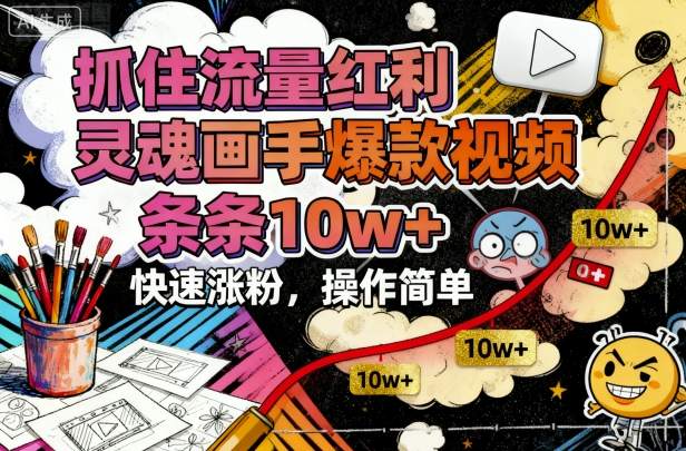抓住流量红利，灵魂画手爆款视频，条条10w+，快速涨粉，操作简单-情久项目网