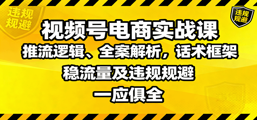 视频号电商实战课：推流逻辑、全案解析，话术框架，稳流量及违规规避等-情久项目网