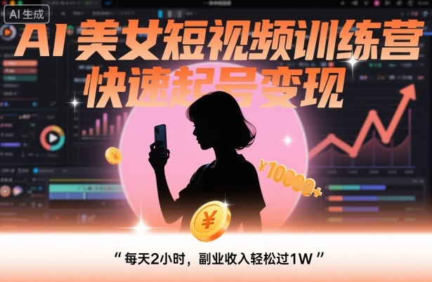 AI美女短视频训练营，快速起号变现，每天2小时，副业收入轻松过1W-情久项目网