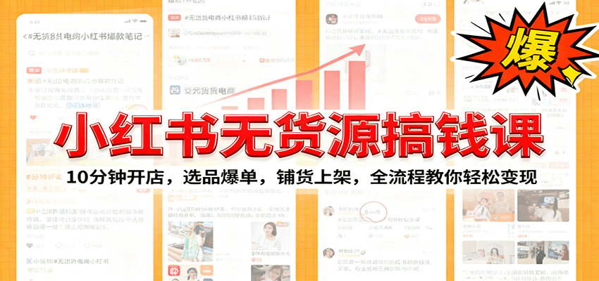 小红书无货源爆单课：10分钟开店，选品爆单，铺货上架，全流程教你轻松变现-情久项目网