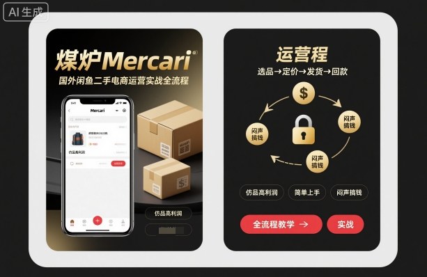 煤炉Mercari国外闲鱼二手电商运营实战全流程，仿品高利润，简单上手，闷声搞钱-情久项目网