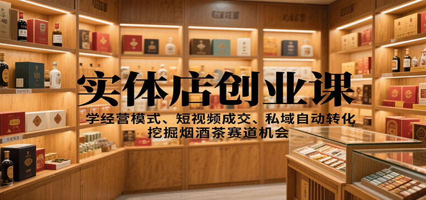 实体店创业课：学经营模式、短视频成交、私域自动转化，挖掘烟酒茶赛道机会-情久项目网