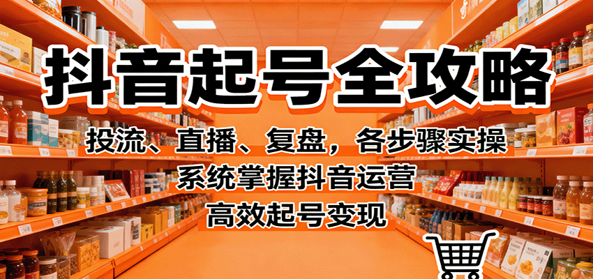抖音起号全攻略，投流、直播、复盘，各步骤实操，系统掌握抖音运营，高效起号变现-情久项目网