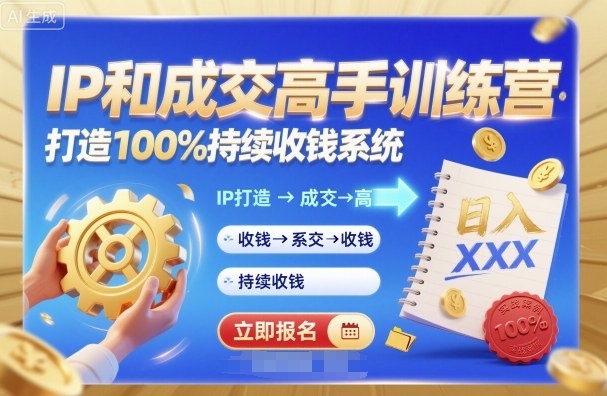 带你成为IP和成交高手的训练营，打造100%持续收钱系统-情久项目网