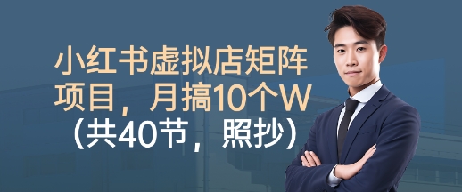 小红书虚拟店矩阵项目，照抄照做，月搞1W+(共40节)-情久项目网