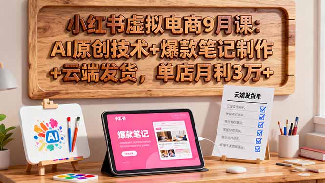小红书虚拟电商9月课：AI原创技术+爆款笔记制作+云端发货，单店月利3万+-情久项目网