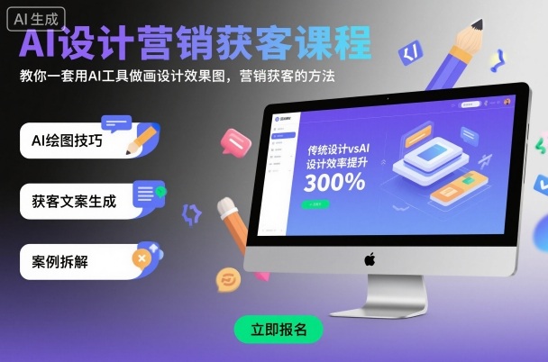 AI设计营销获客课程，教你一套用AI工具做画设计效果图，营销获客的方法-情久项目网