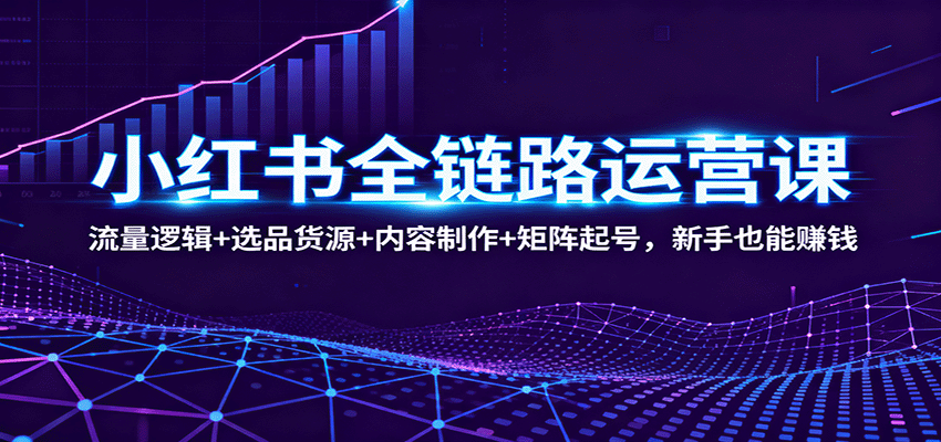 小红书全链路运营课：流量逻辑+选品货源+内容制作+矩阵起号，新手也能赚钱-情久项目网